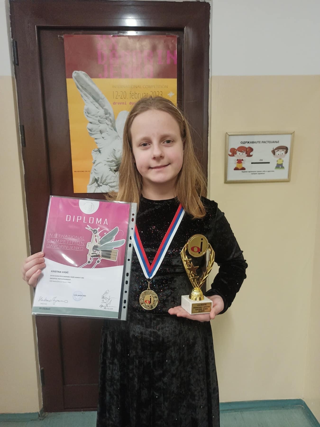 Još jedna nagrada za mladu saksofonistkinju iz Paraćina Kristinu Kiku Vasić