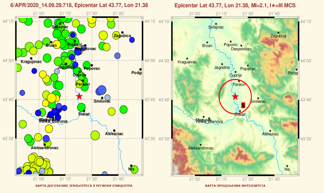 Slab zemljotres registrovan u Paraćinu
