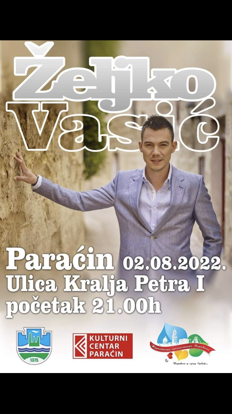 Koncert Željka Vasića 2. avgusta u centru grada