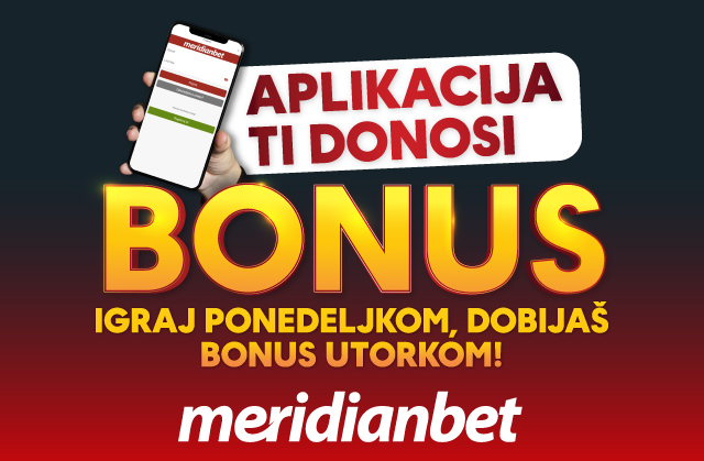 PLJUŠTE BONUSI U MERIDIANU: Preuzmi 4.000 dinara, odigraj tiket preko aplikacije i zaradi još 5% bonusa!