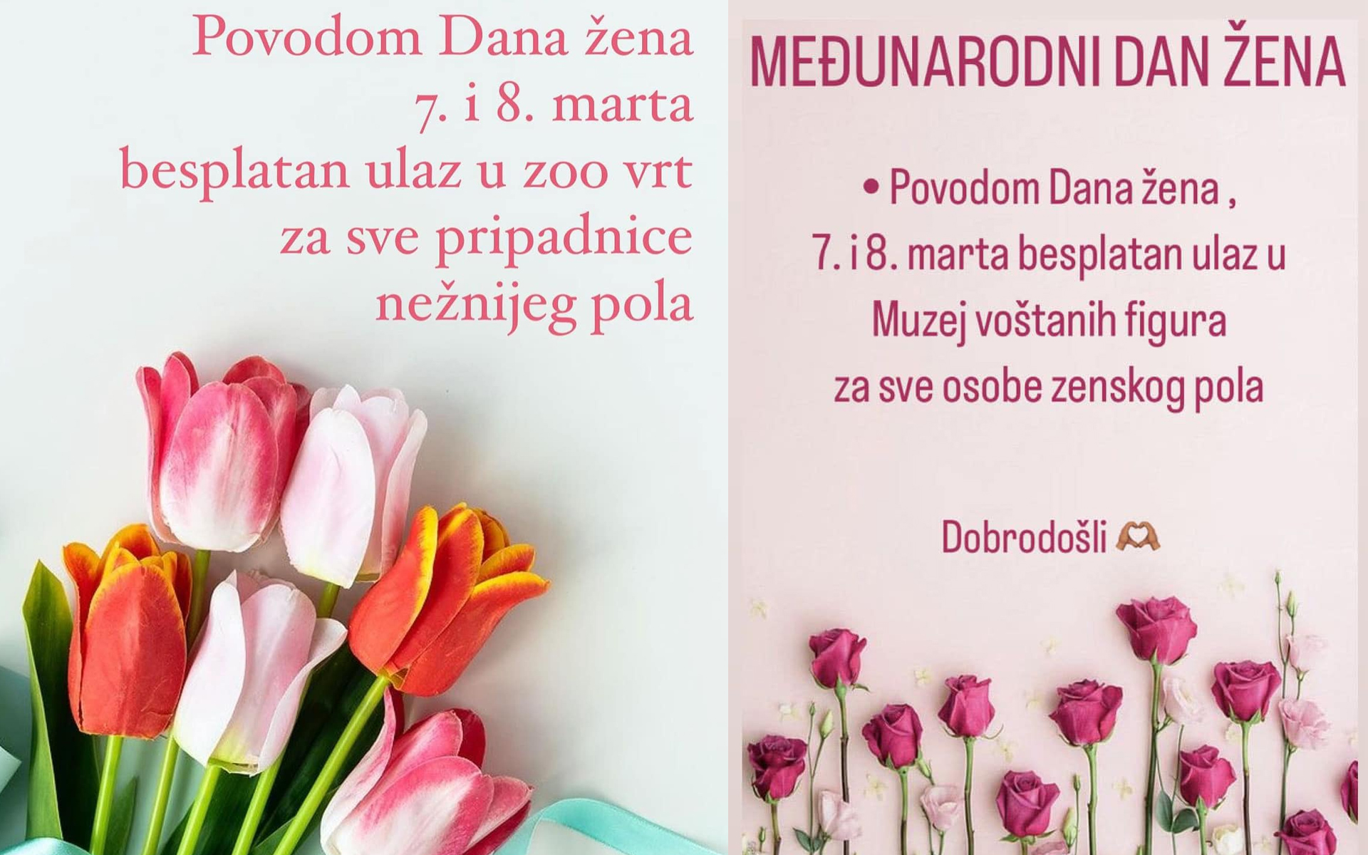 8. marta ženama besplatan ulaz u Muzej voštanih figura i u jagodinski Zoo vrt