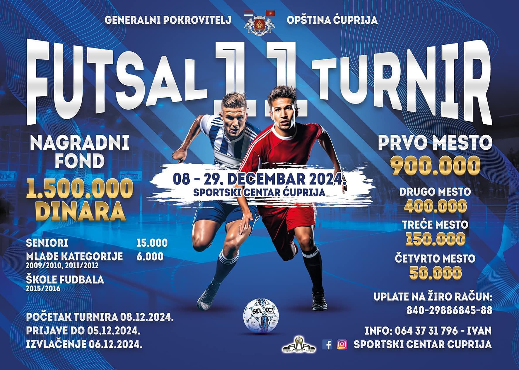 Futsal turnir od 8. do 29. decembra u Ćupriji